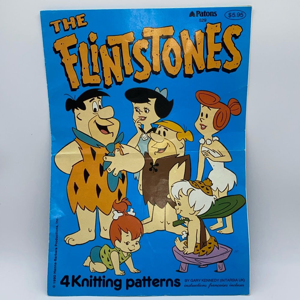 The Flintstones 4 Knitting Patterns Sweaters Patons 529 Booklet Children Adults